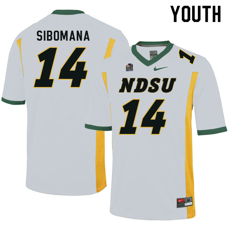 Youth #14 Enock Sibomana North Dakota State Bison College Football Jerseys Sale-White